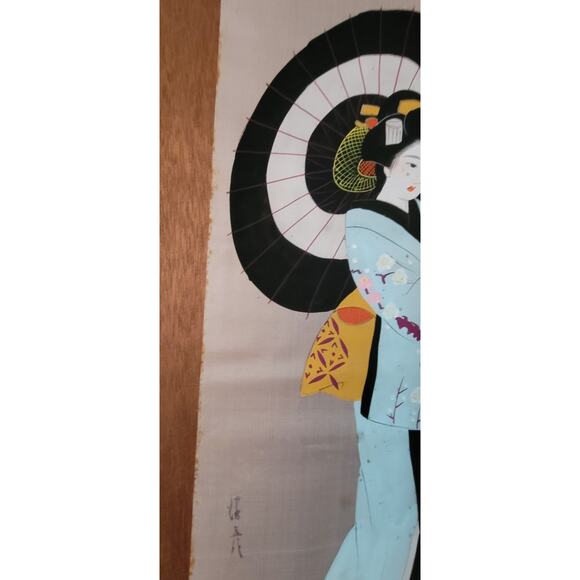 Vintage Japanese Hand Painted Scroll WallArt Kakejiku Kakemono Ishikawa Kiyohiko - Picture 5 of 6